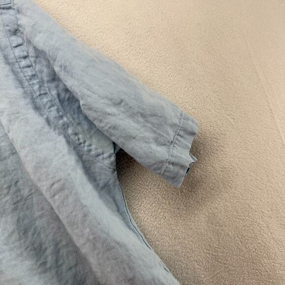 Vintage Ralph Lauren Shirt Men's large Linen Caldwell Loop Collar Camp Pony 90s - Picture 9 of 11